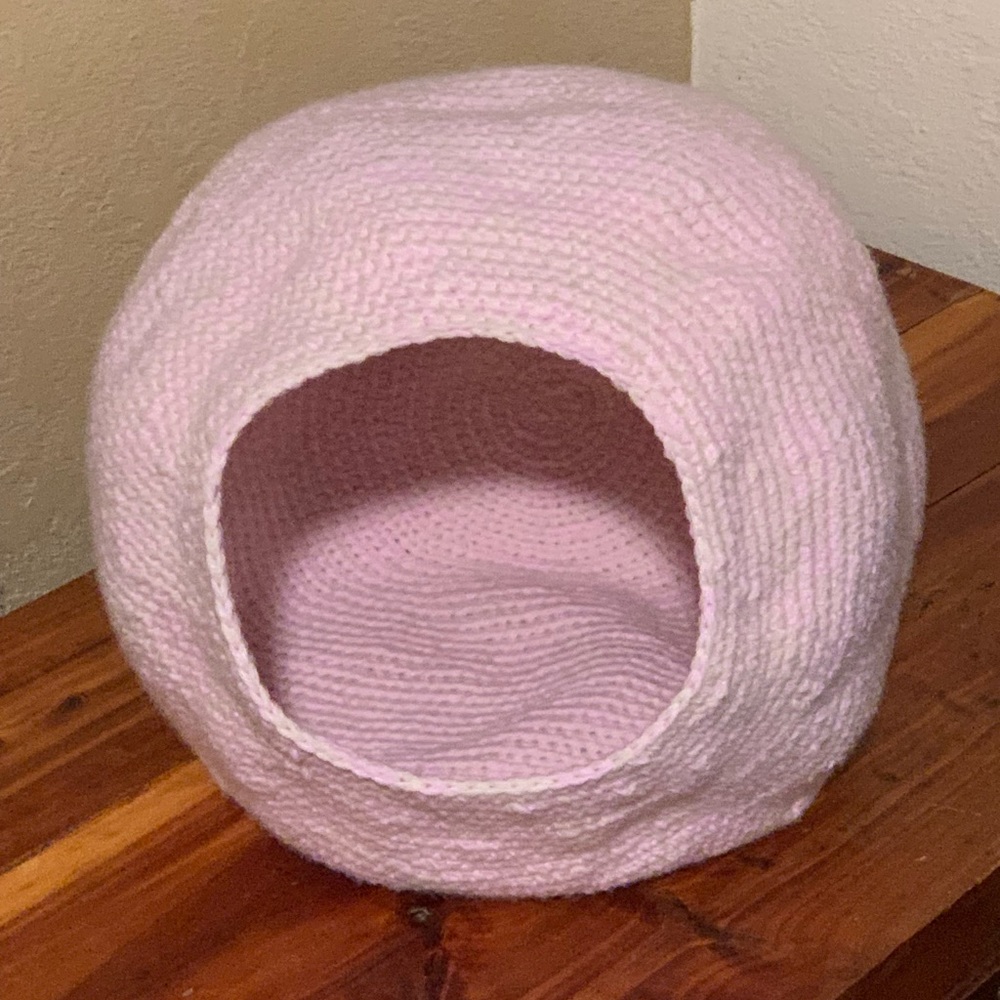 Hand Crocheted Strawberry Sugar Cookie Cat Cave Pod Bed Machine Washable/Dryable